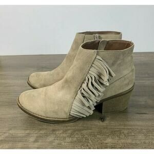 Mossimo Womens Ankle Boots Size 7.5 Brown Suede Booties Zipper Fringe